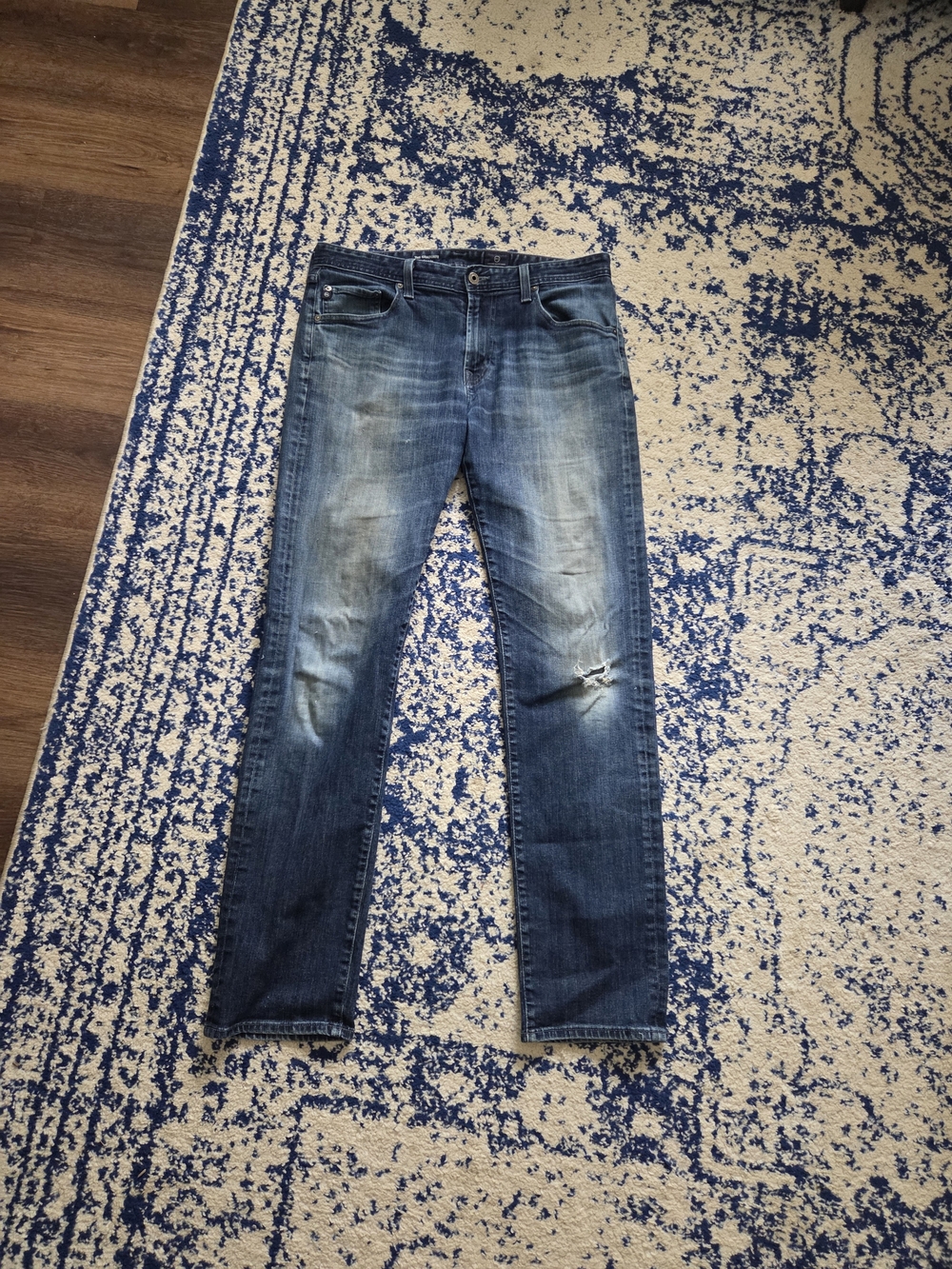 Ag Adriano Goldschmied Men's Washed Blue Slim Straight Jeans